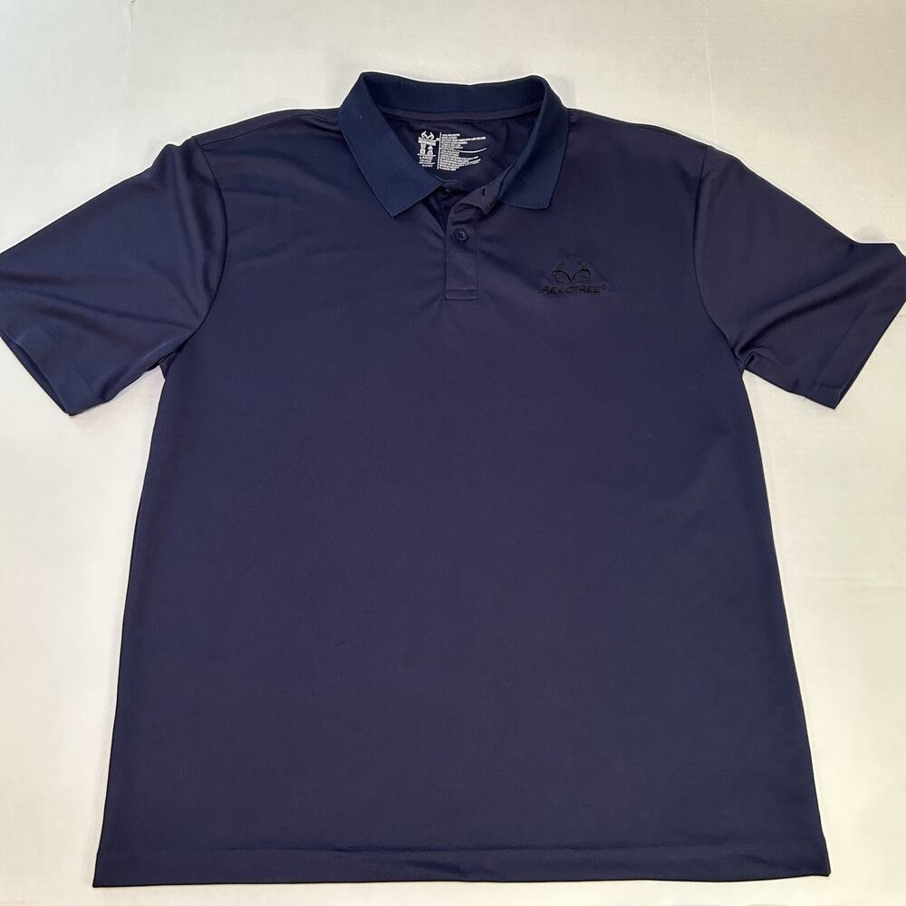 ￼RealTree Polo T-Shirt Blue Men Sz Large Tagless‎ ￼ Embroidered Logo Lightweight